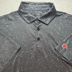 Breezy Golf Polo Shirt Mens Large Black AOP Performance Stretch EUC